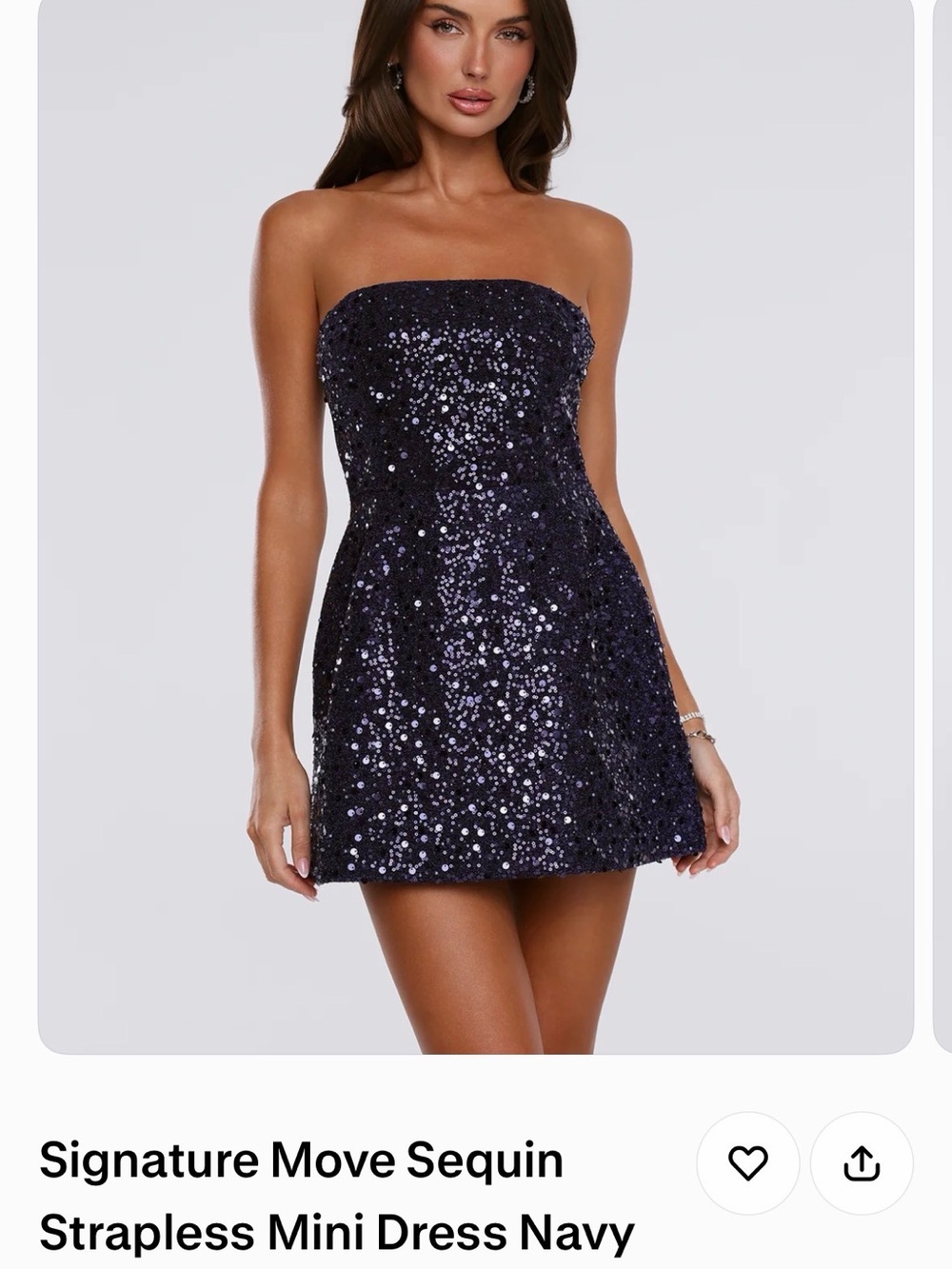 Hello Molly Navy Sequin Strapless Mini Dress